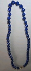 Vintage 19″ Natural Lapis Lazuli Bead Necklace – 14K Gold Clasp – Hand-Knotted