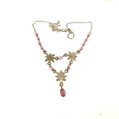Purple Crystal Floral Necklace Victorian Style 1.5*16*19