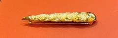 Vintage Brooch Bar Pin MJ ENT Modernist Gold Tone Rope Textured 3.25 Inches Long
