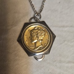 1940s Mercury Dime necklace with matching bracelet