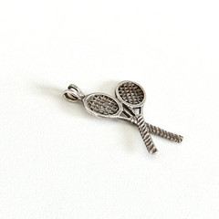 Vintage 925 Sterling Silver Tennis Racket Sports Themed Pendant