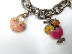 Vintage Cookie Lee Signed Beach Bikini Sandal Enamel Charms Silver Tone Bracelet