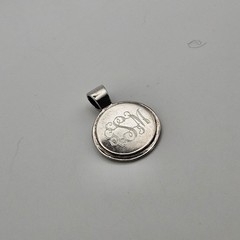 VTG Antique SE Sterling Silver Pendant Monogram 925 GML GMS JMS ROUND TAG 9.1g