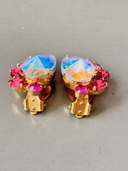 Vtg Verified BOOK SET JULIANA AB Pink Rivoli Brooch/Pend Earring Set