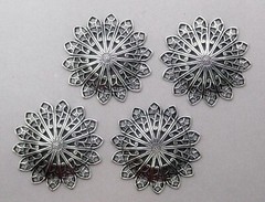#0031 ANTIQUED STERLING SILVER PLATED DAPPED FILIGREE COMPONENT/CONNECTOR – 4 Pc