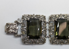 VTG Sarah Coventry “Celebrity” Silver Tone Smoky Quartz Glass Panel Bracelet