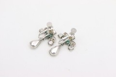 Lind Gal LG Clear Rhinestone Parure Silver Necklace Screwback Earring Set Clasp