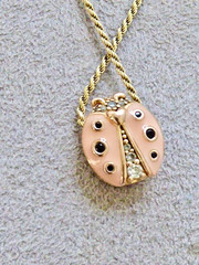 RETIRED VINTAGE PANDORA STERLING PINK ENAMEL CZ LADY BUG NECKLACE 20″ ALE