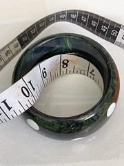 Vtg Spinach Green Marble Polka Dot Bakelite Wide Bangle Bracelet Tested 100grams