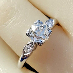 NATURAL EARTH MINED DIAMOND ORIGINAL Art DECO Engagement Ring PLATINUM Solitaire