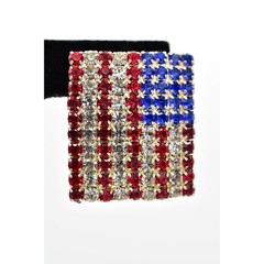 Vintage American Flag Clip On Earrings USA Rhinestone Crystal July 1980s BinAZ
