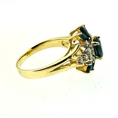 STUNNING 14K YELLOW GOLD SAPPHIRE & DIAMOND COCKTAIL RING