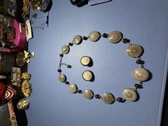 Vintage Spiral Disc Necklace and Clip-On Earring Bundle