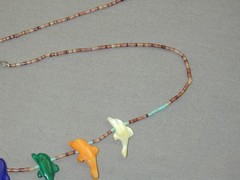 Vintage Native American Carved Gemstone Dolphin Fetish Necklace 29.75”