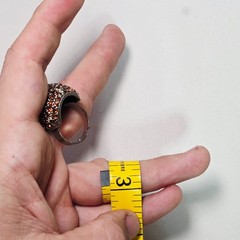 Vintage Dome Cocktail Ring Amber Glitter Rhinestone Pave Adjustable