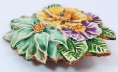 Secret Garden Treasures: 2 Vintage Pins w Multi Floral Made in West Germany