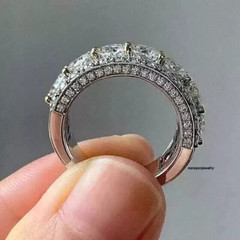 4Ct Round Cut Lab Created Diamond Half Eternity 925 Silver Anniversary Band Ring