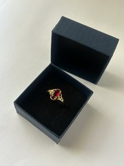 Vintage Red Cubic Zirconia Ring Gold Plated Womens Size 8.5