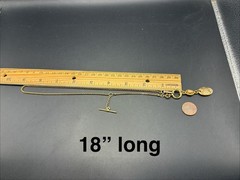 Vintage 12k Gold Filled Pocket Watch Chain FOB, Dog Clip, T-Bar, O-Ring, Cameo