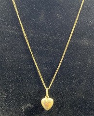 Vintage Marathon 14K Solid Gold Puffy Heart 12K GF Crown Chain Necklace Set