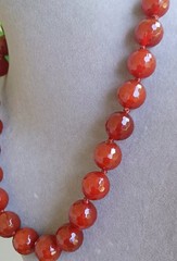 Vintage Kalifano Faceted Carnelian 16mm Bead Necklace Hand knotted 118 G