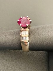 14KT Yellow Gold 2.64CT Pink Tourmaline & 0.80CTW Diamond Ring. Size 7 (A26)
