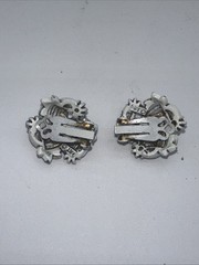 RARE Arthur Pepper ART SIGNED Rhinestone 14.5″ Necklace Enamel W/ Clip Earrings