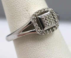 Sterling Silver 925 signed SUN Pave Diamond clear Cocktail Band Ring Size 6 3/4