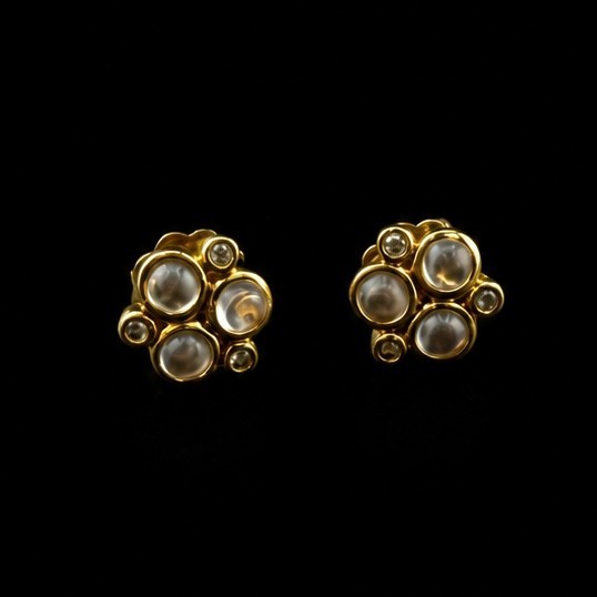 TEMPLE ST. CLAIRE 18K YELLOW GOLD MOONSTONE & DIAMOND EARRINGS