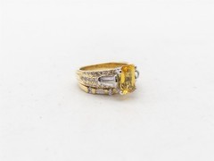 Scott Kay $12,000 5ct Natural Yellow Sapphire Diamond 19k Yellow Gold Ring SET