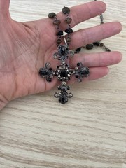 VTG VCLM Nordstrom Victorian Style Cross Necklace Rhinestone Crystal Goth Boho