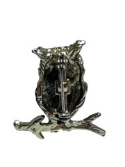 Vintage Owl Brooch Gold-Tone Red Eyes Brown Body Fashion Jewelry