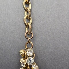 Gold-Tone Statement Necklace & Drop Earrings Set w/ Prong Set Clear Rhinestones