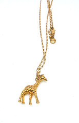 Vintage J Crew Gold Tone Fun Giraffe Pendant 26 In Necklace Endangered Species