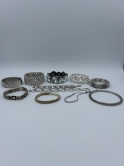 Vintage Rhinestone Crystal Sparkle Bracelets Lot Of 11 Various Styles