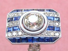 2.45Ct White Round & Blue Princess CZ Vintage Ring In 925 Sterling Silver