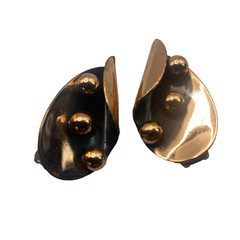 Vintage Bergere Gold Tone Leaf Clip On Earrings Womens 1.25 In Jewelry