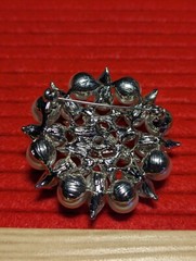 Rhinestone & Pearl Sunburst Pin back Brooch 2″ Faux Pearl
