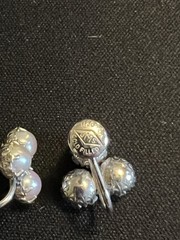 Vintage Signed JMS 1/20 12kt Gold Filled Pearl Screw Back Earrings