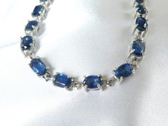 D’Joy Sterling Silver 925 Natural Blue Kyanite Tennis Line Bracelet Fits 8″