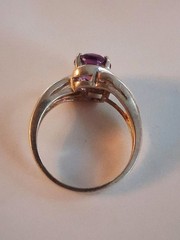 Vintage Oval Cut Amethyst Cocktail Band Ring Size 7 Sterling Silver