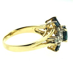 STUNNING 14K YELLOW GOLD SAPPHIRE & DIAMOND COCKTAIL RING