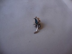 VINTAGE 1970-80s 3D POPPY SEED POD GREEN TOPAZ STERLING SILVER STAMPED 925 PIN