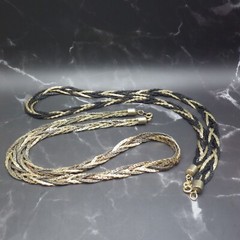 Set of 2 Vintage Flat Braided Necklaces Serpentine Chain Gold/Black/Silver 24″
