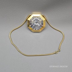 VTG Lanvin Paris Swarovski Crystal Pendant Necklace Gold-Tone Snake Chain 18″