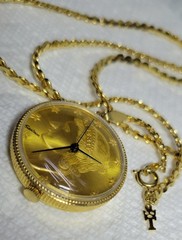 Vintage Eastman Liberty Coin Pendant Watch Swiss Movement Necklace