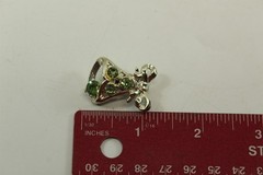 Vintage Articulating Brooch Bell Design Silver-tone Alloy With Green Stones