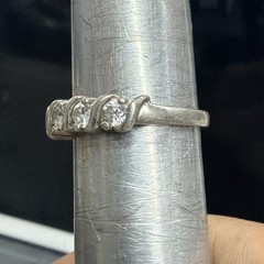 Vintage Rare China CZ 925 Sterling Silver Ring w/5 Clear Stones 3g Size 7