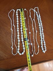 Vintage Lot Of 5 Hand Strung Long Shell Necklaces Cluster White Cream Mixed