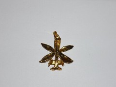 Vintage Antique Gold Pale Blue Enamel Floral Flower Brooch Pin, 1.5″ Inches